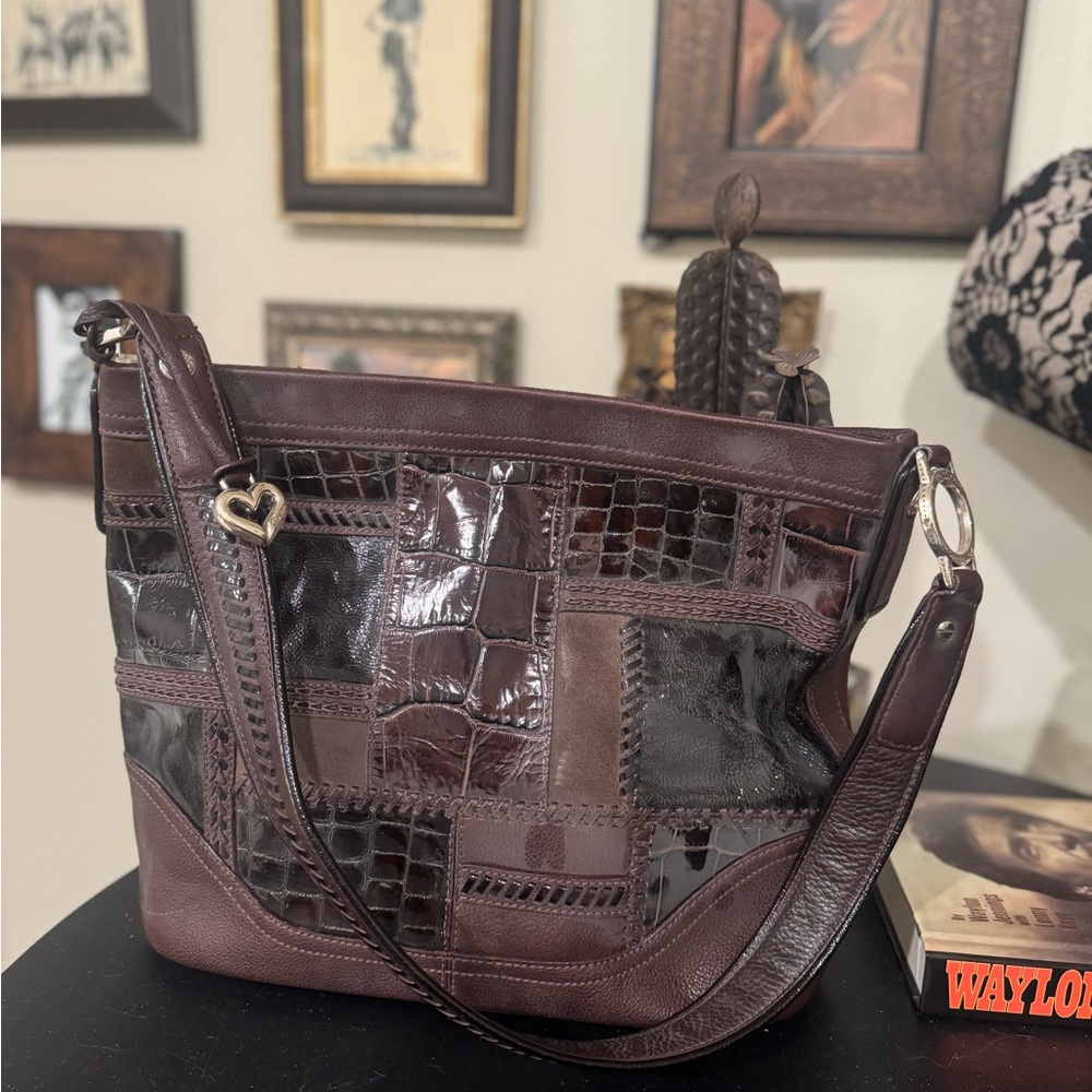 Y2K Brighton brown leather patchwork purse